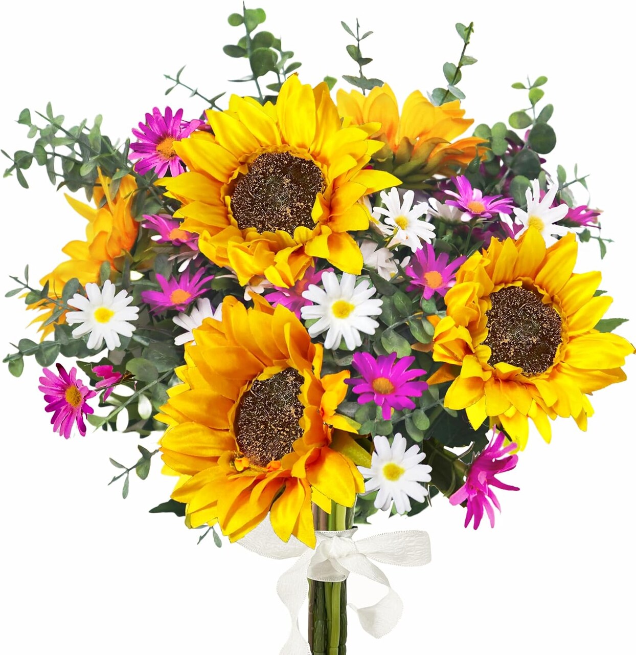 Sunflowers Artificial Flowers Bouquet, Fall Flowers Artificial for Decoration, Silk Flower Arrangements, Fake Sunflowers for Wedding Floral Arrangement Farmhouse Decor Cemetery Flowers -Yellow